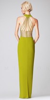 Thumbnail for your product : Mignon Ruched Halter with Beaded Illusion Waist Long Dresses