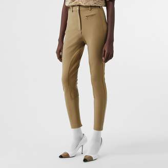 Burberry Lambskin Panel Stretch Crepe Jersey Trousers
