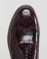 Thumbnail for your product : ASOS Design Wide Fit Derby Brogue Shoes In Burgundy Leather With Ribbed Sole