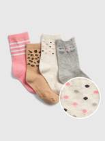 Toddler Cat Crew Socks (4-Pack)