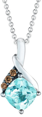 LeVian 14K 0.73 Ct. Tw. Diamond & Aquamarine Pendant Necklace