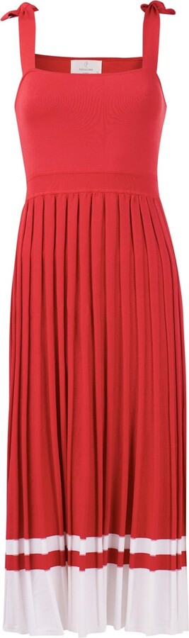 Peraluna Kelly Strappy Midi Knit Sundress In Red
