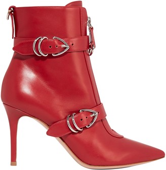 Gianvito Rossi 85 Buckle-detailed Leather Ankle Boots