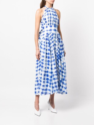 Rosie Assoulin Check-Print Halterneck Maxi Dress