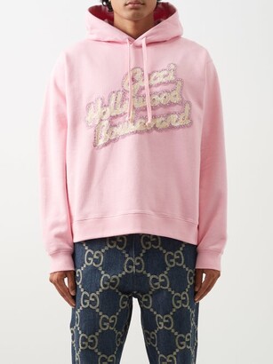 Gucci Logo-appliqué Cotton-jersey Hoodie - Pink Multi - ShopStyle