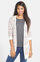 Thumbnail for your product : Frenchi Lace Pattern Long Cardigan (Juniors)