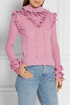 Thumbnail for your product : Gucci Ruffled Pointelle-knit Wool-blend Sweater - Baby pink