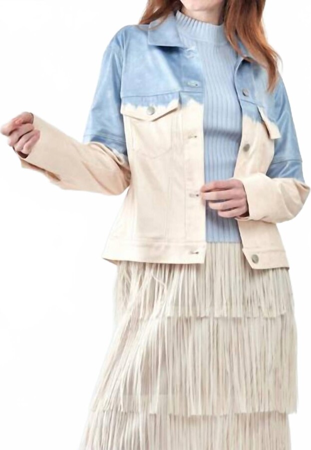 Insight Ombre Vegan Leather Jacket In Blue/ivory