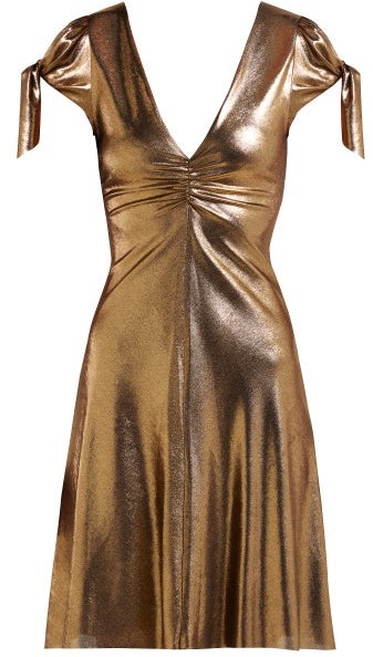gold lame mini dress