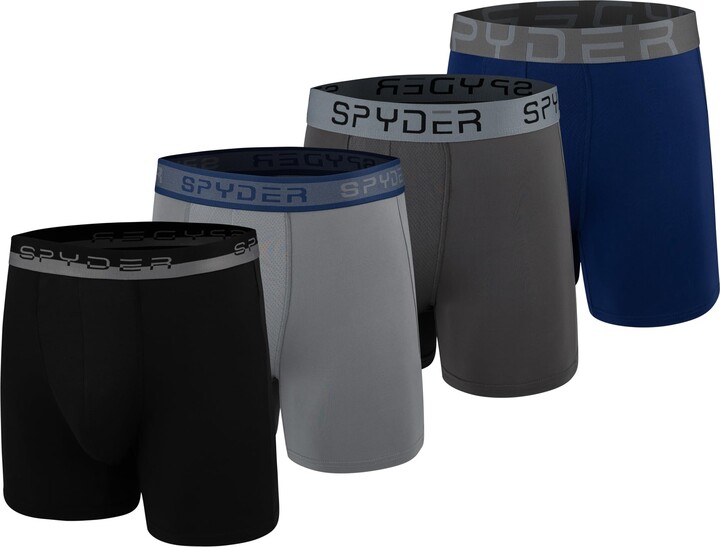 Spyder Mens Boxer Briefs 4 Pack Poly Spandex Performance Boxer Briefs  Underwear - ShopStyle
