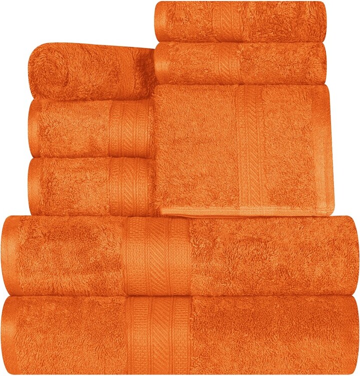 Superior Long Staple Combed Cotton Highly Absorbent Solid 8Pc Quick-Drying Towel Set