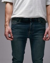 Thumbnail for your product : Topman stretch skinny jeans in mid wash green tint