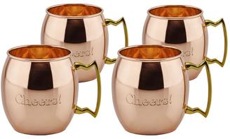 Old Dutch 16 oz. Solid Copper "Cheers!" Moscow Mule Mugs (Set of 4)