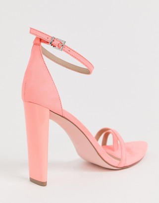 ASOS DESIGN Harper barely there block heeled sandals in pink