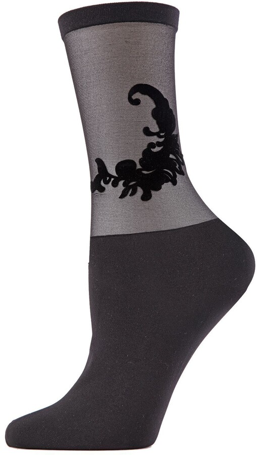F250 I.n.c Sheer & Polka Dot Socks Black & Beige Women's 2-Pk 