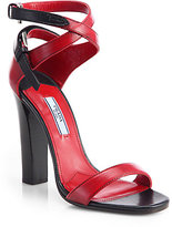 Thumbnail for your product : Prada Crisscross Two-Tone Leather Sandals