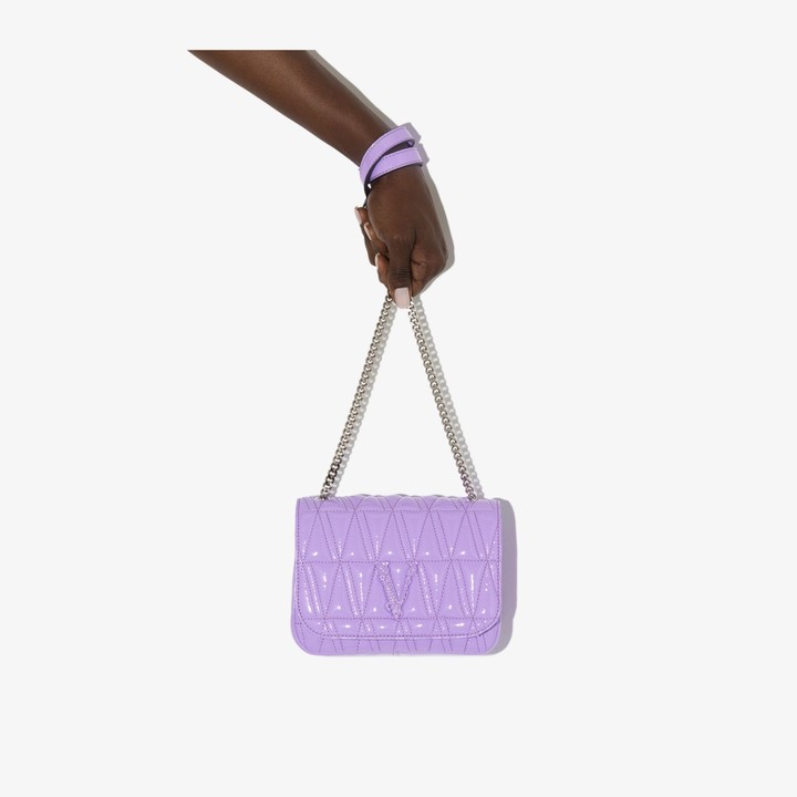 Versace Purple Virtus quilted Leather Shoulder Bag ShopStyle