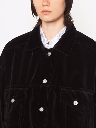 Miu Miu Logo-Embroidered Velvet Denim Jacket