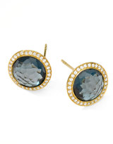 Thumbnail for your product : Ippolita Rock Candy 18k Gold Lollipop  Diamond Stud Earrings, London Blue Topaz