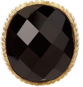 Rivka Friedman 18K Gold Clad Onyx Bold Oval & Ribbed Shank Ring
