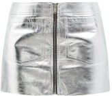 Thumbnail for your product : Saint Laurent Zipped Metallic-leather Mini Skirt - Silver