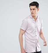 Thumbnail for your product : Noose & Monkey Tall Revere Collar Viscose Short Sleeve Shirt In Pink