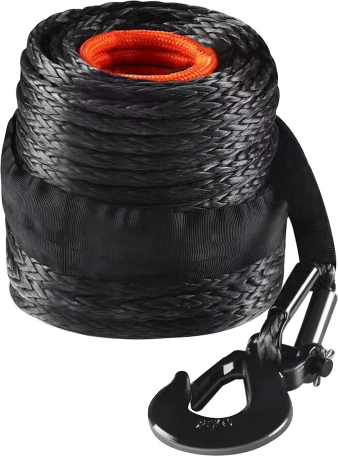 KFFKFF Synthetic Winch Line, 1/2 Inch x 92 Feet, 32,000 lbs Capacity with Sleeve, Hook, and Strap for SUVs, Trucks, and Off-Road Vehicles