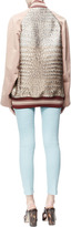 Thumbnail for your product : Stella McCartney Amelia Croc Jacquard Cady-Sleeve Varsity Jacket
