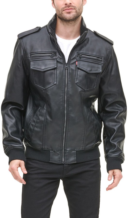 levi's leather bomber jacket mens