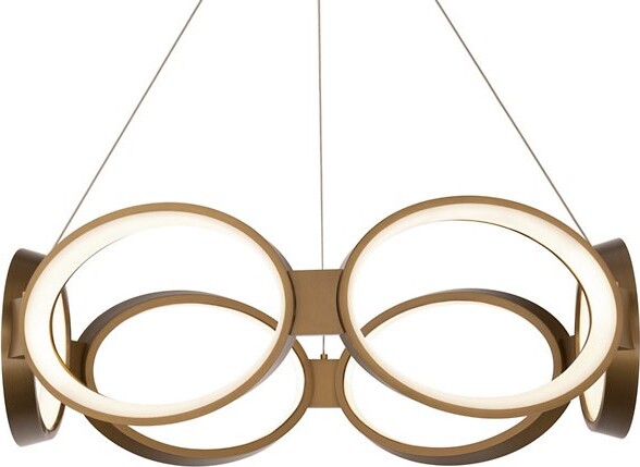 dweLED Solitaire LED Chandelier in Brass, Size: 6 light