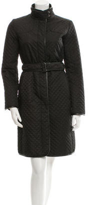 Burberry Leather-Trimmed Quilted Coat