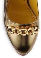 Thumbnail for your product : Charlotte Olympia Agate Metallic Leather Platform Pumps