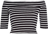 Thumbnail for your product : River Island Womens Black stripe bardot crop top
