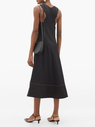 Proenza Schouler White Label Wrap-front Topstitched-edge Flared Dress - Black