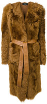 Rochas - belted lamb fur coat 