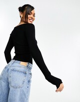 Thumbnail for your product : Threadbare Vanessa sweetheart neckline ribbed top in black