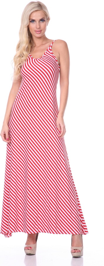 White Mark Fashion White Mark Women’s Backless Striped Scoop Neck Maxi Dress