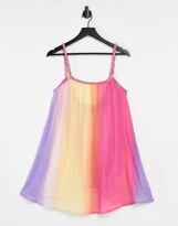 Thumbnail for your product : ASOS DESIGN plait detail beach swing dress in ombre print