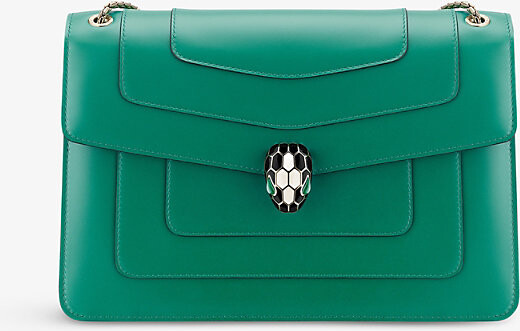 Bvlgari Womens Green Serpenti Forever Snake-Clasp Leather Cross-Body Bag 1 Size