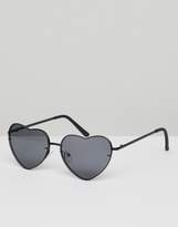 Thumbnail for your product : ASOS DESIGN Heart Shaped Sunglasses In Black Metal With Black Lens