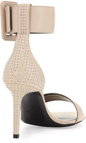 Thumbnail for your product : Saint Laurent Mid-Heel Ankle-Wrap Studded Sandal, Nude