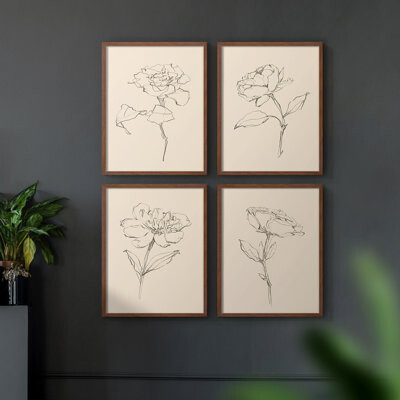 Winston Porter Floral Contour Study I Framed Print - Set of 4