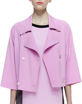 Thumbnail for your product : DKNY Cropped Double-Breasted Boxy Trench Coat, Cosmos Pink