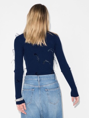 Marques Almeida Ribbed Feather Detail Jumper