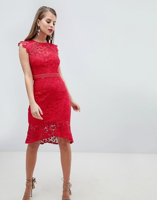 lipsy red lace dress