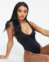 Thumbnail for your product : ASOS DESIGN Fuller Bust supportive twist strappy low back swimsuit in black