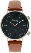 Thumbnail for your product : Simplify Quartz The 3300 Genuine Brown Leather Watch 43mm