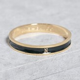 Thumbnail for your product : Initial R Bangle 18Ct Gold Plated With Black Enamel