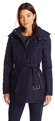 Tommy Hilfiger Women's Quilted Jacket with Tie Waist and Hood