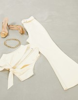 Thumbnail for your product : 4th & Reckless Petite Exclusive tailored pants with belt in cream